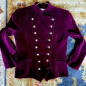 VINTAGE HENRI BENDEL Purple Velvet Double Breasted Short Blazer - Runs Small
